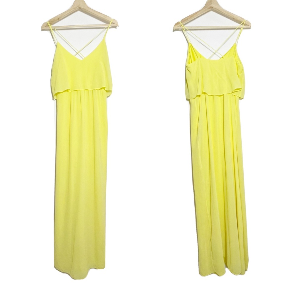 NWT H&M Chiffon Ruffle Maxi Dress Sleeveless Yellow Sz 6